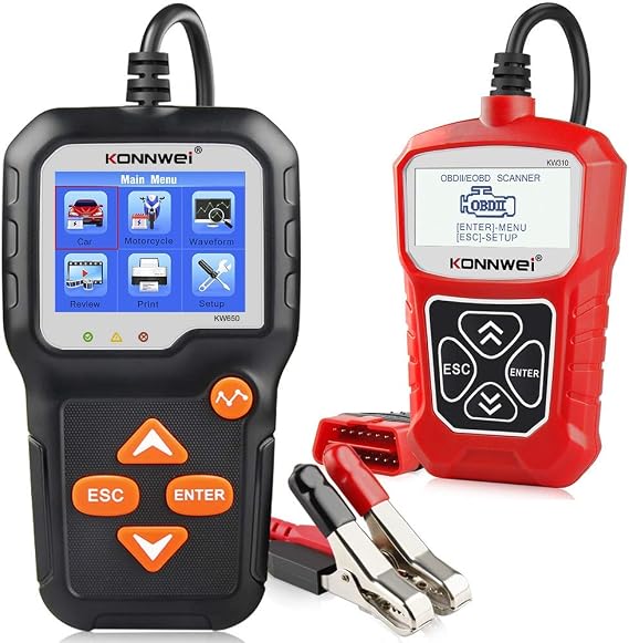 KONNWEI KW650 Battery Tester + KW310 OBD2 Scanner
