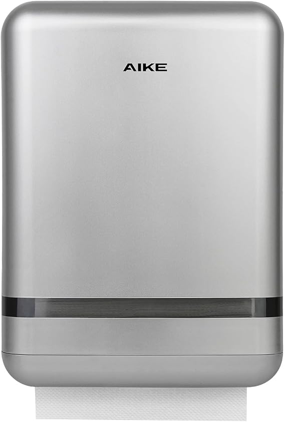 AIKE 400 Sheets Multifold Paper Towel Dispenser Wall Mount for Commercial with Lock Large Capacity, Silver(Folded Size 9.0" x 3.5" Or Smaller)