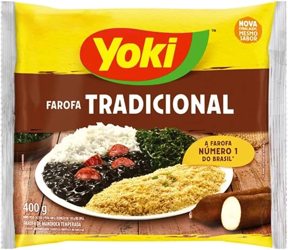 Farofa Tradicional de Mandioca Temperada 400g | Brazilian Seasoned Cassava Mix | Seasoned Cassava Crumbs