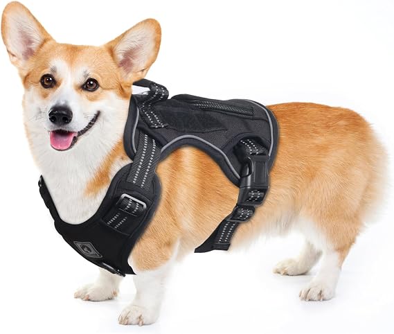 FEimaX Tactical Dog Harness No Pull Adjustable Reflective Pet Molle Vest for Small Medium Large Dogs Breathable Harness with Handle and Zip Pouch for Walking Training