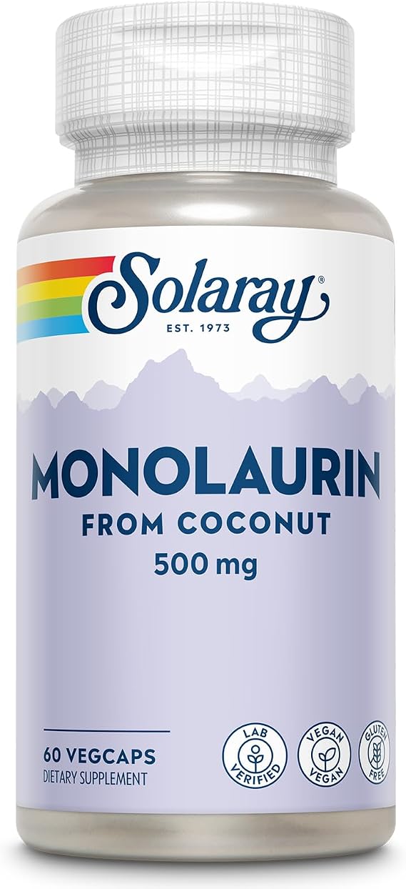 SOLARAY Monolaurin 500 mg, 60 VegCaps | Immune & Nutritive Support - Monolaurin from Natural Coconut - 60 Servings - Lab Verified