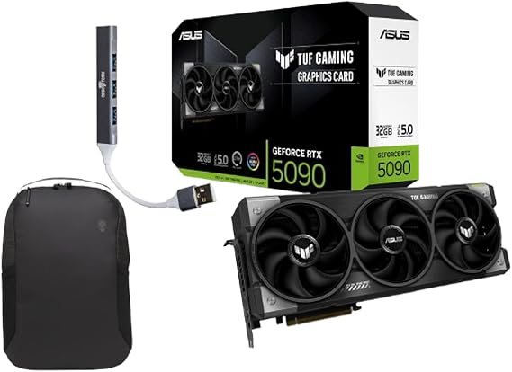 ASUS TUF Gaming GeForce RTX 5090 32GB GDDR7 Gaming Graphics Card (PCIe 5.0, HDMI/DP 2.1, 3.6-Slot, Protective PCB Coating, axial-tech Fans, Vapor Chamber) with Dockztorm USB Hub and Backpack Alienware