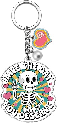 Halloween Keychain Gifts For Women Kids Adult Man Teens Boys Ger Cool Acrylic Skull Keychain Gothic Skeleton Keyring Goth Skull Witchy Gifts Spooky Skulls Decor Halloween basket gifts