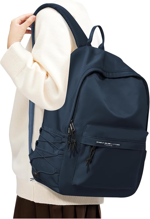 Small Backpack for School Girls Kids Women, Dark Blue Waterproof Bookbag Cute High School Back Pack for Men Teen Boys, Lightweight Travel College Backpack Mochilas Escolares para Daypack Rucksack