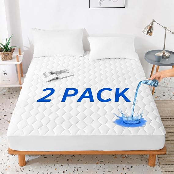 GRT 2 Pack Twin Mattress Protector Waterproof, Hollow Cotton Mattress Pad | 100% Waterproof Mattress Protector Two Pack Twin, Noiseless Quilted Mattress Cover, Fits up to 18" Deep, Dust Proof White