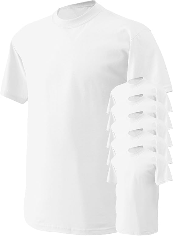 Gildan Men's Heavy Cotton T-Shirt, White, Large (Pack of 6)