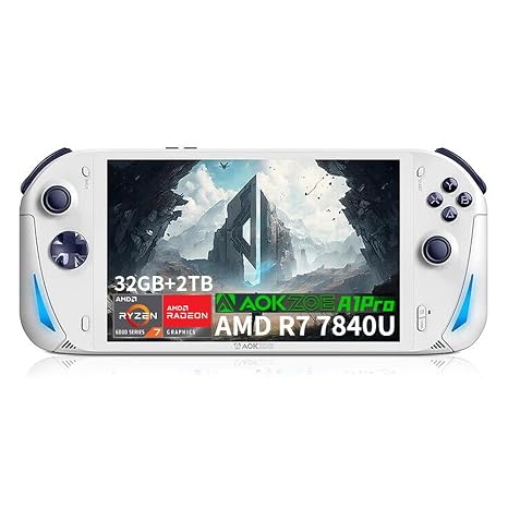 AOKZOE A1 Pro [CPU AMD R7 7840U-32GB-2TB] 8 Inches PC Win 11 OS Mini Handheld Video Game console laptop tablet PC, White