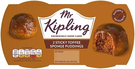 Mr Kipling Sticky Toffee Sponge Puddings 2X95G - Mr.Kipling Sticky Toffee Sponge Puddings 2X95g
