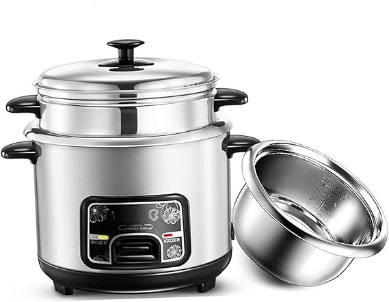 Rice Cooker - Rice Cooker With Steamer Basket, Rice Cookers, (2-6L) Portable Rice Cooker, Stainless Steel Inner Pot, With Steamer,Warm Functions, For 1-11 People (Size : 4L)