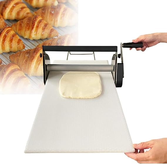 Compact Dough Sheeter and Pastry Roller, Manual Dough Sheeter Machine with Adjustable Thickness 0-27mm, Settings for Making Fudge Crust, Pizza Dough, Croissants Dough Puff Pastry Dough