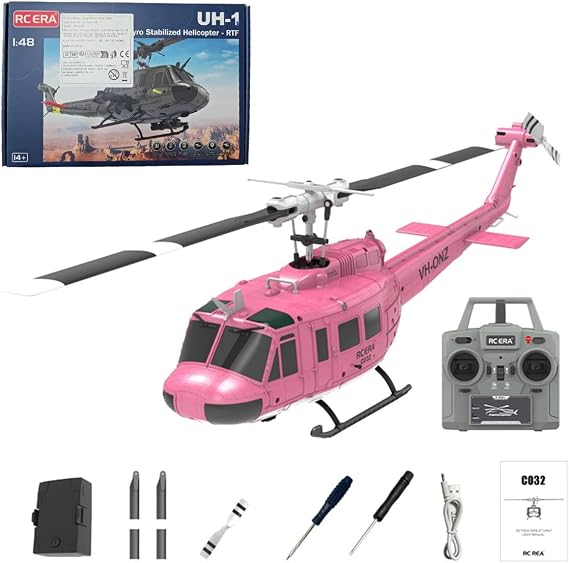 RC Helicopter for Adult, UH-1 Huey Remote Control Helicopter C032 1/48 Scale 2.4G 6CH RC Airplane Model, Indoor & Outdoor Games RC Flying Birthday