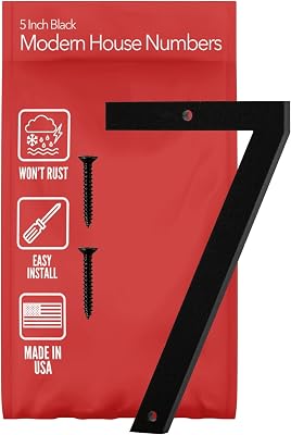 Discovered Designs 5 7 Modern Address House Numbers for Outside - Easy to Install 3D Matte Black Acrylic Individual Numbers for Address on House, Weatherproof No Rust, Made in USA, Includes 2 - 34 Screws, Door Mailbox Number Home Address Number