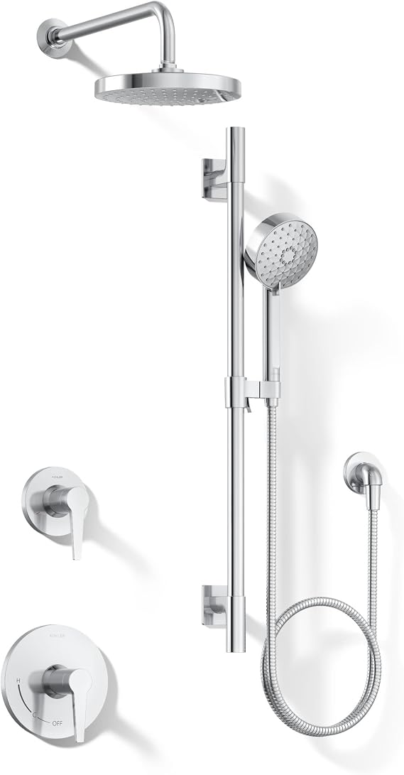 KOHLER 26914-Y-CP Awaken Showering Kit, 2.5 GPM, Three Spray Experiences, Wide Coverage, Intense Drenching & Targeted, Polished Chrome