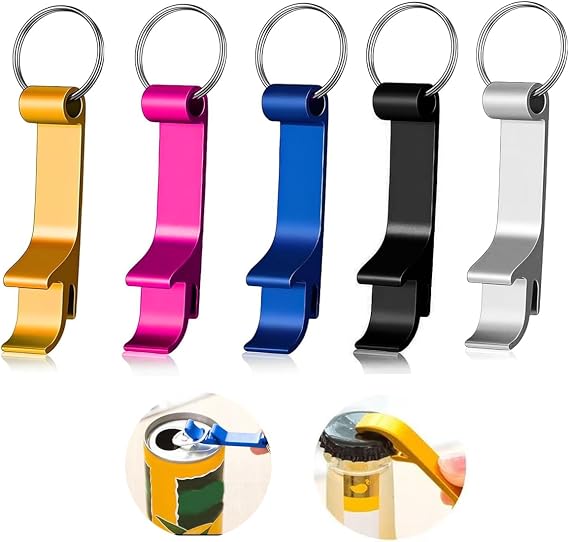 5Pcs Bottle Opener Keyring,Jar Opener,Wall Mount Keyring Bottle Openers