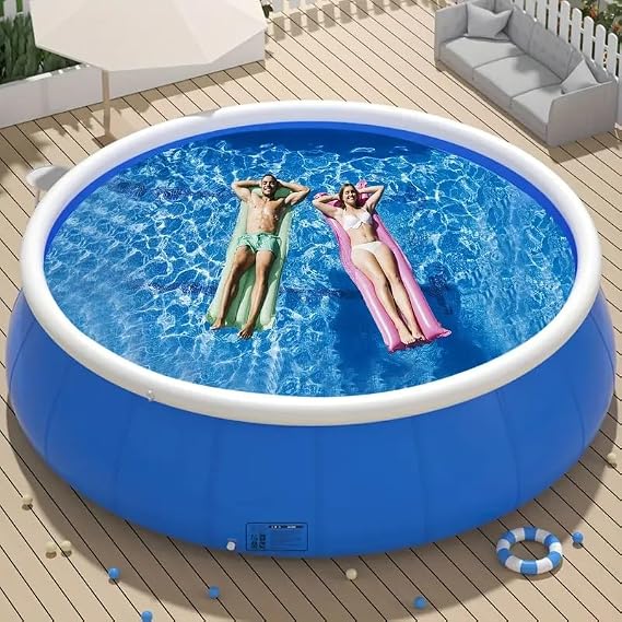 Inflatable Swimming Pool, Outdoor Pool, Durable PVC Backyard Pool, Blue Foldable Yard Pool, Easy Fill and Fast Release, 2400 L 650 Gal