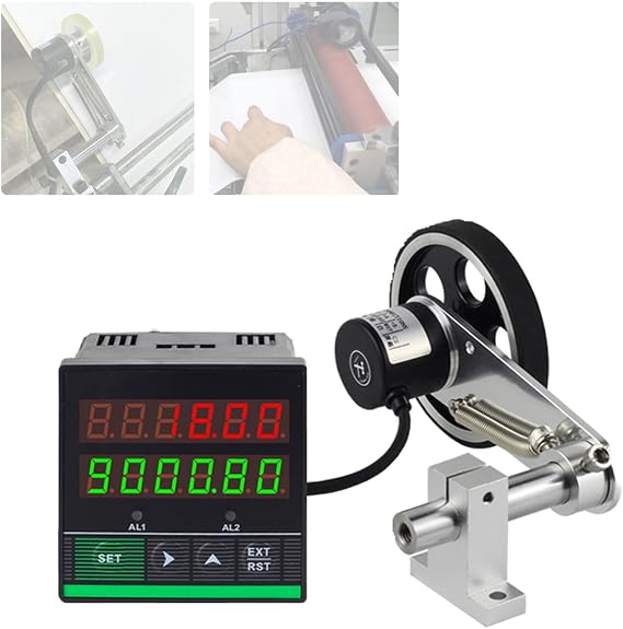 Digital Length Meter Counter, 0-999999 Portable Length Recorder with Spring Bracket, 3-Mode Meter Counting Machine with Memory Function, for Sheet, Paper, Pipe, Wire