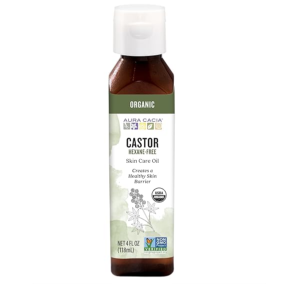 Aura Cacia Organic Castor Skin Care Oil | GCMS Tested for Purity | 118ml 4 fl. oz.