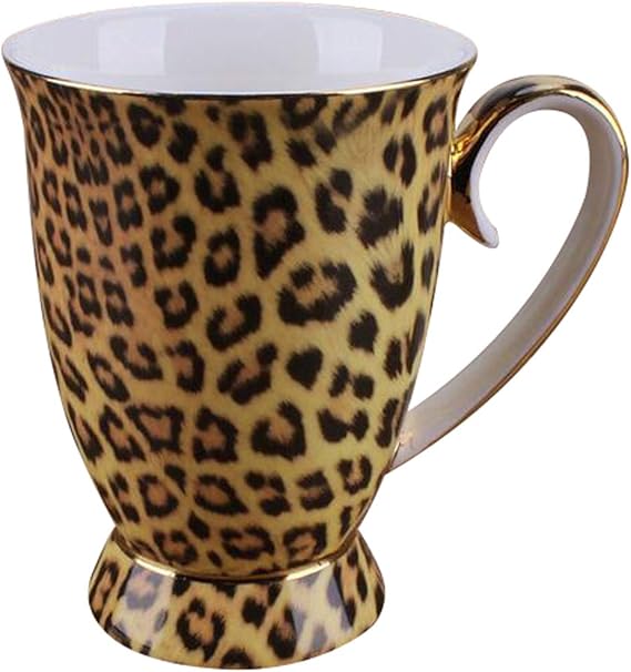Novelty Ceramic Tea Cup, 9oz (Leopard Print)