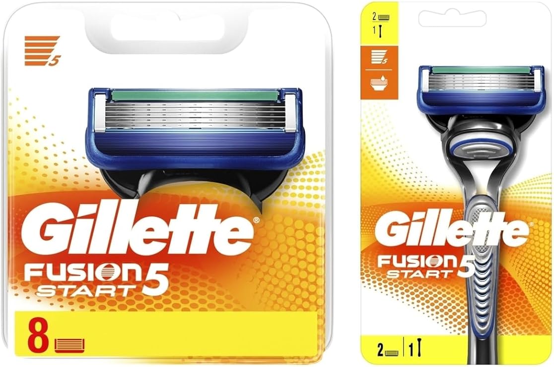 Gillette-Fusion 5 Start 8-Piece Spare Blade + Fusion Start Shaver 2-Spare