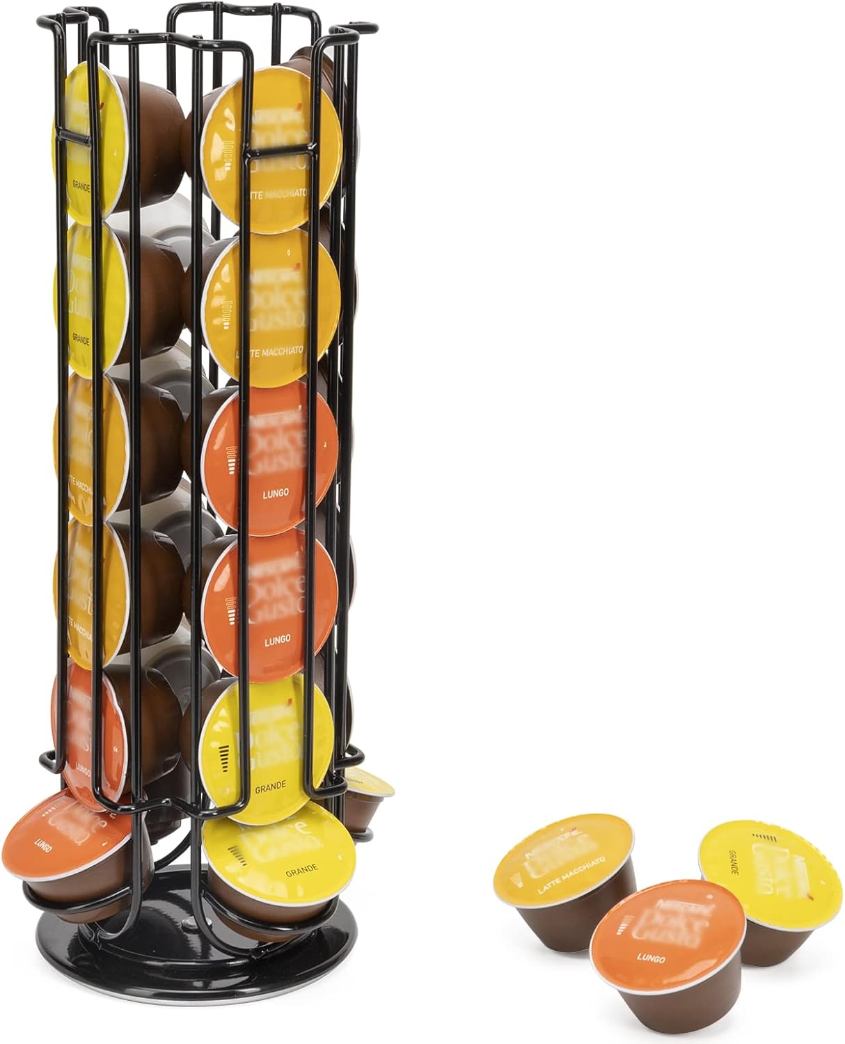 Coffee Capsule Holder Compatible with Dolce Gusto Pods 24pcs - Coffee Pod Stands Rotating Coffee Pod Rack,Black.