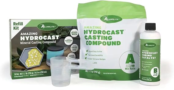 Alumilite HydroCast Mineral Casting Compound Refill Pack, 2.2 lbs | Versatile Casting Kit for Beginners, Matte Ceramic Like Finish, Decorative Art, Home Decor, Coasters, Jewelry, Planter Pots