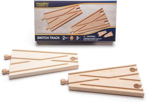 inc. Switch Track, Wooden Train Track Accessories Compatible with Thomas & Friends, Brio Wooden Train, and All Major Brand Fine Wooden Train Sets, 2 Pack Expansion Track
