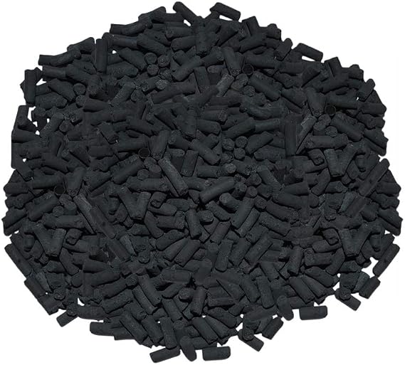 HELO 25 kg activated carbon pellets (B) with high adsorption capacity highly porous structure and large inner surface (1.0 kg corresponds to approx. 500000 m²) pellets diameter approx. 3-4 mm