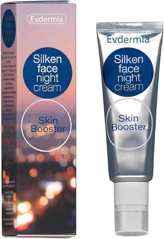 Night Cream with Pure Retinol, Anti-Ageing, Skin Booster and Digital Stess Protection, Evdermia Silken Face 50ml