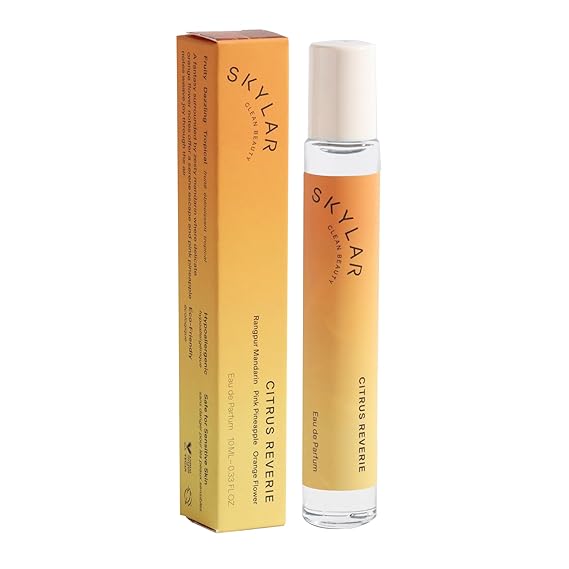 Skylar Citrus Reverie, Rollerball Perfume for Women, Fruity, 0.33 Fl oz | Mini Fruity Citrus Perfume, Mandarin, Blood Orange & Pineapple, Hypoallergenic, Vegan, Clean Fragrance for Sensitive Skin