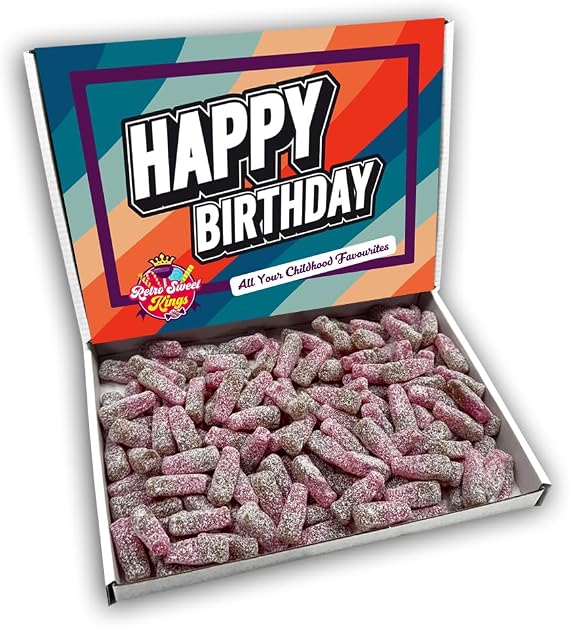 Fizzy Cherry Cola Bottles Gift Box Happy Birthday Hamper (RETRO BIRTHDAY FRONT)