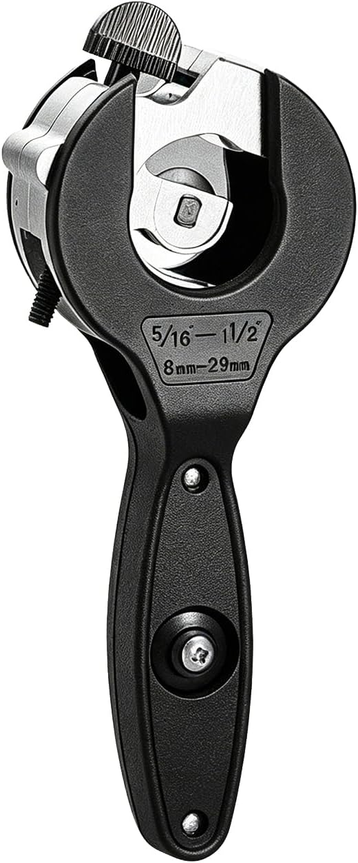 Ratchet Pipe Cutter – Heavy Duty Ratcheting Tubing Cutter 2 in 1 Close Quarters Tube Cutting Tool for 5/16–1-1/8 Inch (8–29mm) Pipes, Ratchet Pipe Cutters for Copper Aluminium & Plastic Tubing