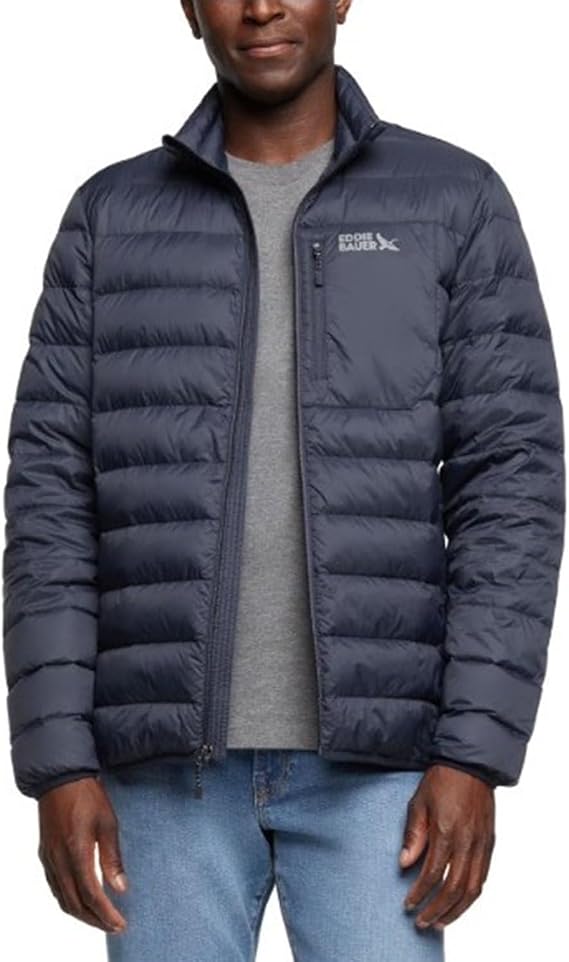 Eddie Bauer Men's Down Packable Jacket (US, Alpha, Medium, Regular, Regular, Navy)