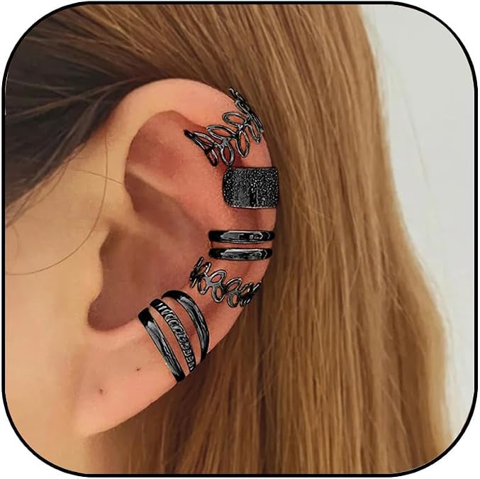 5 Pcs Gold Ear Cuffs for Women Non Piercing Ear Cuff Earrings Clip on Earring Set Huggie Hoop Earrings Cartilage Earrings Stack Jewelry for Women