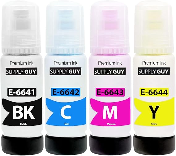 Supply Guy Mürekkep Epson 664 ile Uyumlu EcoTank ET 14000 2550 2650 4500 L100 L110 L1300 L200 L210 L300 L3050 L3060 L3070 L310 L355 L361 L365 L382 L385 L455 L485 L486 L555 L565 (4x 70 ml)