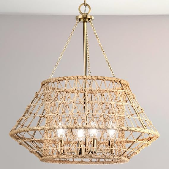 Urban Ambiance Luxury Bohemian Chandelier, Medium Size: 23.625''H x 22.375''W, with Coastal Style Elements, Vintage Brass Finish, UHP4683, Tirana Collection