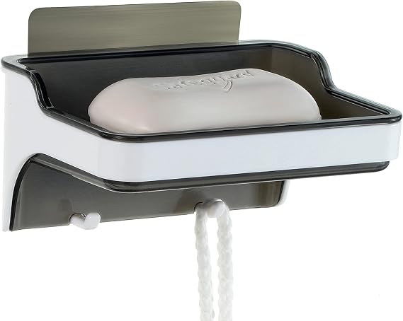 Soap Dish Soap Holder Soap Saver Soap Tray (White/Transparent Grey)