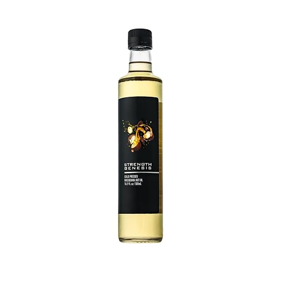Strength Genesis Australian Macadamia Nut Oil, Cold-Pressed Macadamia Oil for Cooking, 500-Milliliter Bottle