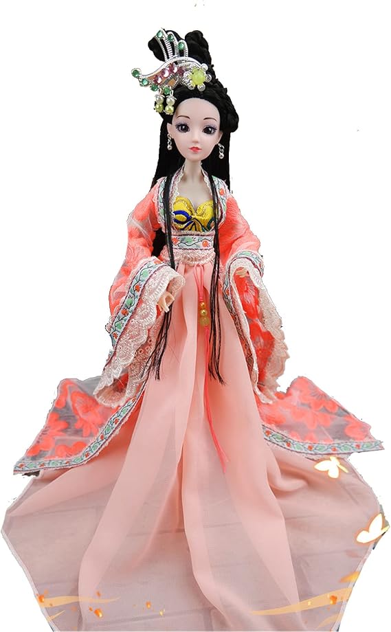 Chinese Doll Oriental Decoration Doll 3D Dancer Doll for Chinese Antique Collectible Geisha Decoration Asian Doll for Holiday Christmas Day Birthday Gift,for Ages 15 Years +,Pink