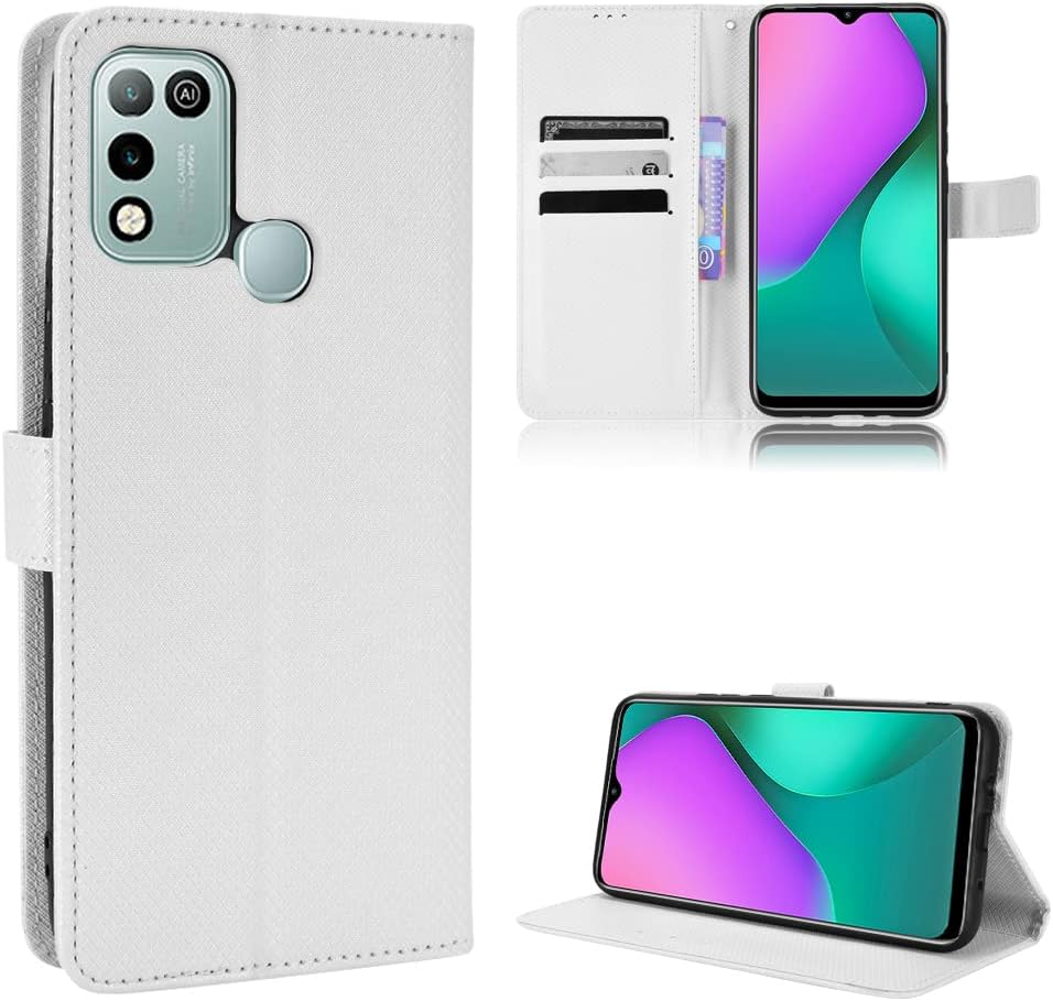 Phone Cover for Infinix Hot 10 Play X688  Smart 5 India Flip Stand Card Slot Phone Case White