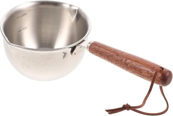 Stainless Steel Milk Pan with Double Sided Pouring Lips Household Saucepan for Cooking Boiling Milk Sauces and Pasta and Versatile Cooking Pot with Lid