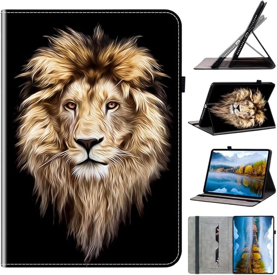 Cute Art Tablet Case with Card Slot and Multi-Angle Stand, Protective Leather Folio Cover for Amazon FIRE 7 2022 - A