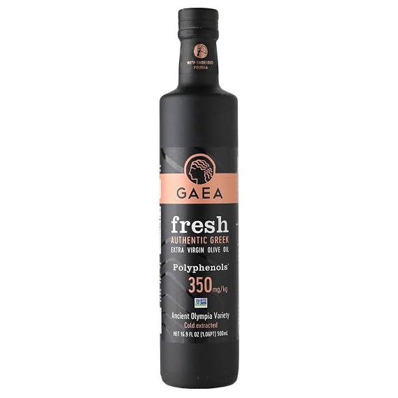 GAEA FRESH Authentic Greek Extra Virgin Olive Oil, 16.9 fl oz (500ml) | Cold Extracted from Ancient Olympia Variety | High Polyphenols (350mg/kg) | First Cold Press, Non-GMO, Product of Greece