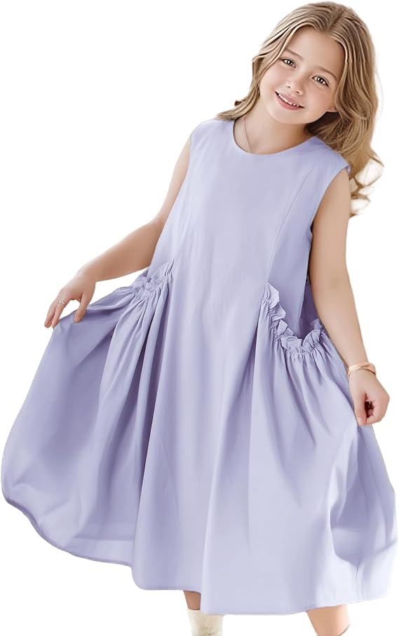 Balabala Toddler Girls Sleeveless Dress, Summer, with Pockets, Casual