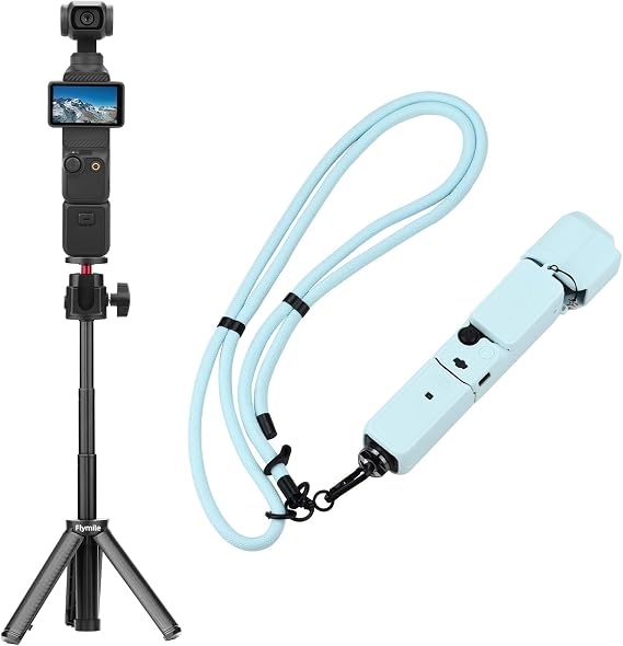 Pocket 3 Tabletop Selfie Stick Tripod for DJI Osmo Pocket 3, Lightweight Desktop Mini Extendable Stand Pocket 3 Silicone Cover & Neck Lanyard