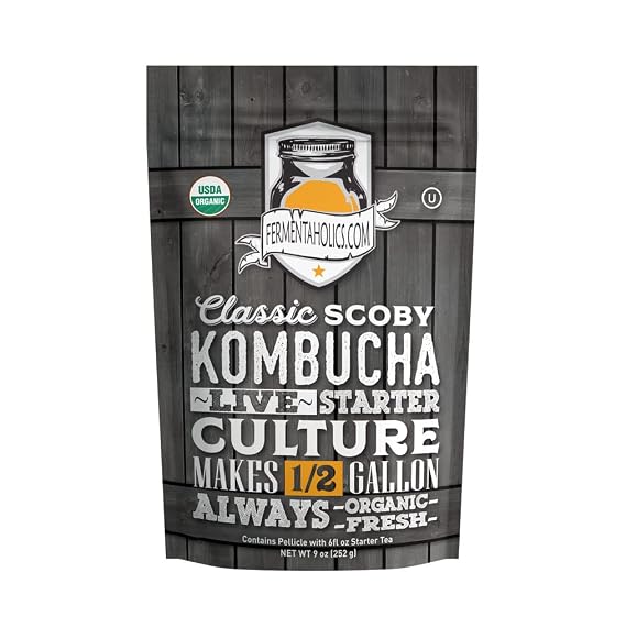 Fermentaholics Kombucha SCOBY - Live Starter Culture Start A Half Gallon Batch Six Ounces Of Strong Mature Starter Tea - Brew Your Own Kombucha