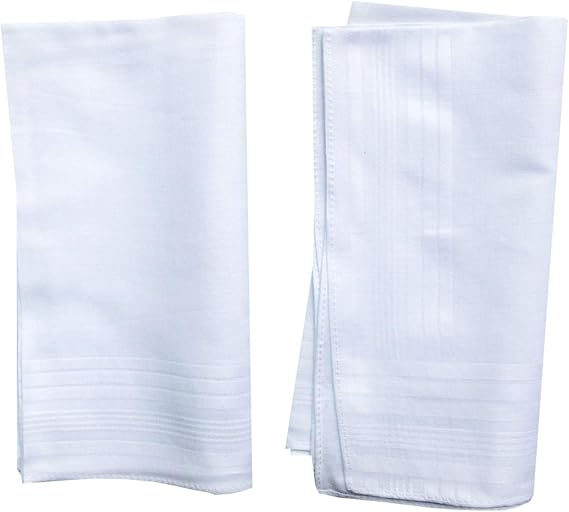 Men's Handkerchiefs 100% Cotton Solid White Hankies Set