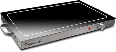 Megachef Fully Adjustable Buffet and Banquet Electric Food Hot Plate Warming Tray, 25, Black and Chrome