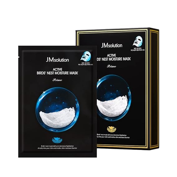 JMsolution Active Bird's Nest Moisture Mask Prime (10 Sheets) | [3.5 Billion Sold] K-Beauty Face Mask with Swiftlet Nest Extract for Deep Hydration & Radiance | Revitalizing Facial Sheet Mask