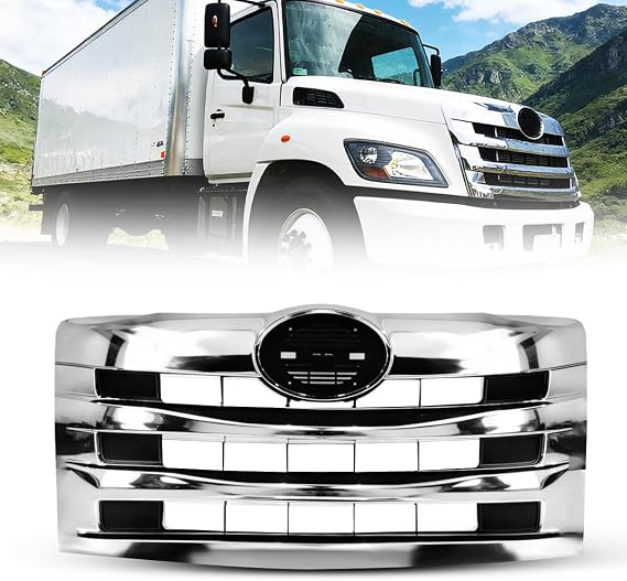 Front Chrome Grille, Replacement Grill Fit for 2011+ Hino 238 258 268 338 Semi Truck