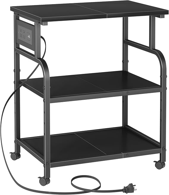 YAOHUOO 3 Tier Large Printer Stand with Power Outlet/Adjustable Shelf
